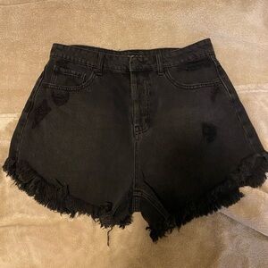 Target Black High Rise Distressed Denim Shorts